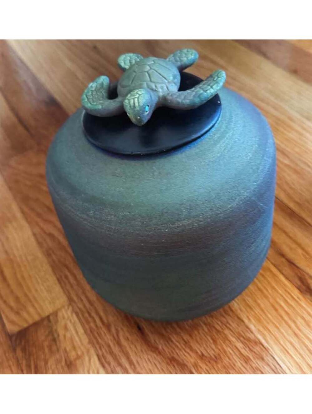 Ceramic Sea Turtle Lidded Jar Urn